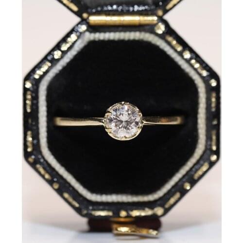 Victorian Style New Made 14K Gold Natural Diamond Decorated Solitaire Amazing Ring