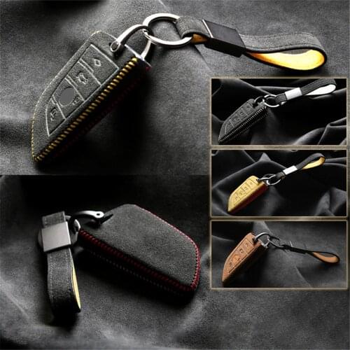 Suede Leather Car Remote Key Skin Fob Case Cover Keychain Holder Protector Fit For BMW X1 X3 X5 X6 X7 5 7 Series Accessories