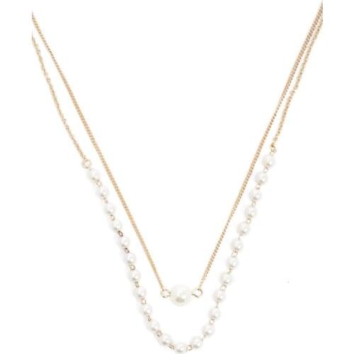 Handmade Pearl Beads Pendant Necklace Gold Silver Color Chain Multilayer Clavicle Necklaces for Women Fashion Collares Jewelry
