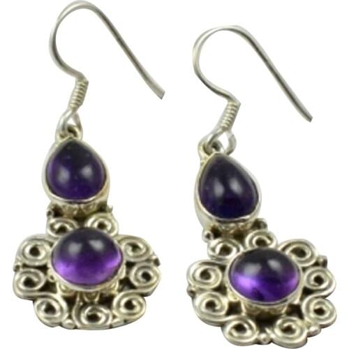 LoveGem Genuine Amethyst EARRINGS 925 Sterling Silver, 40.2mm, AE2273