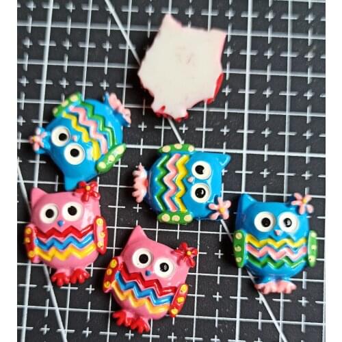 1pcs/lot resin flat back black colorful flower owl 23mm Scrapbook Embellishment DIY Phone Decoration