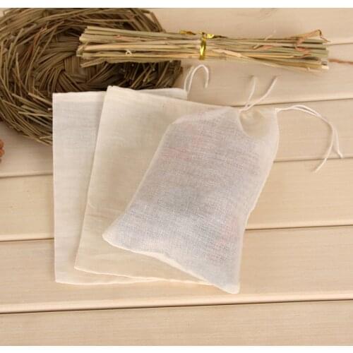 10pcs Cotton Muslin Drawstring Straining Tea Cooking Separate Spice Food Filter Chinese Medicine Soup Tea Bag Filter Bag