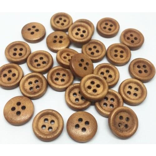 1000pcs 13mm Wood 4 Holes Sewing Buttons Light Brown Round Garment Button Embellishments For Scrapbooking