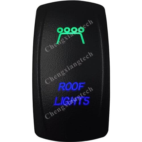 12v/24v Waterproof Marine Grade Boat Car 5P SPST ON-OFF Up Green & Down Blue Led Light Rocker Toggle Switch Roof Lights