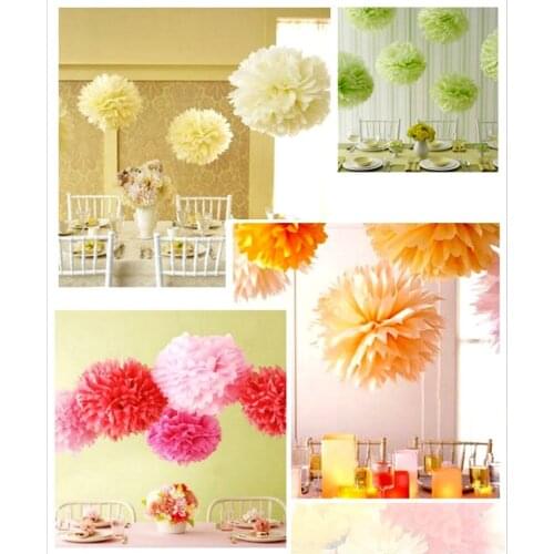 15pcs 4" 6" 8"(10cm 15cm 20cm) Mixed Tissue Paper Pom Poms DIY Paper Crafts For Wedding Party Home Decoration