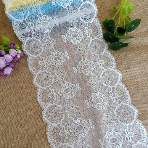 E1780*23CM Lace elastic lace fabric ribbon for fabric wedding elastic lace decoration white large edge