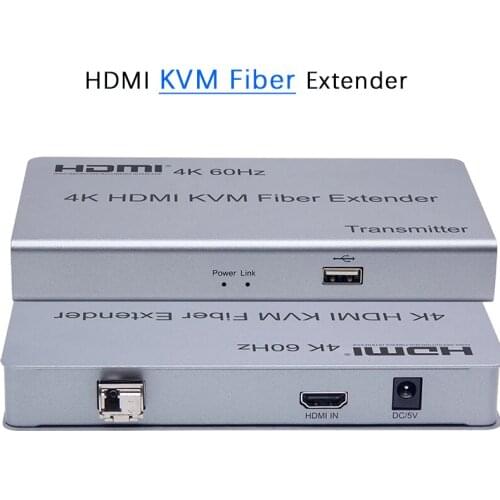 4K 60Hz HDMI KVM Fiber Transmitter Receiver Transceiver HDMI Extender Switch for HDCP 2.2 HDTV Monitor DVD Player Keyboard Mouse