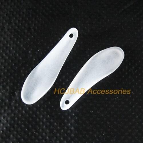 40Pcs White Acrylic Plastic Flower Petal Charms Pendants 9.5x33mm