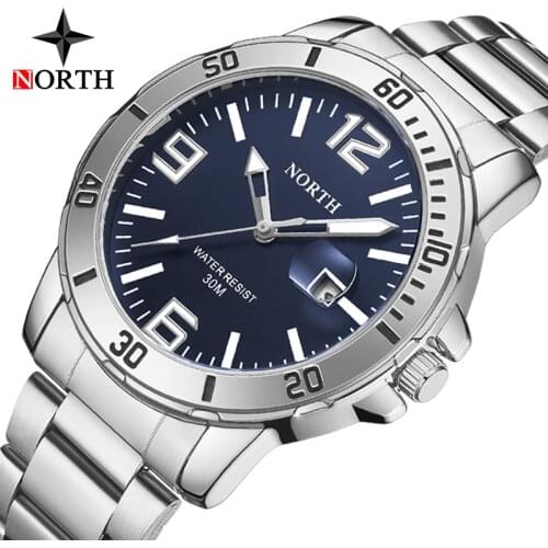 Luxury Brand Men New Watch NORTH Fashio Casual Sport Waterproof Steel Belt Quartz Watch Simple Business Watch Relogio Masculino