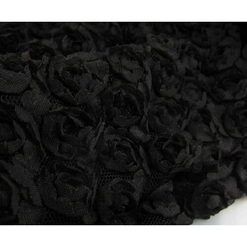 Black Lace Mesh Cloth Three-Dimensional Flower Rose Plate Flower Skirt Decoration Lace Fabric