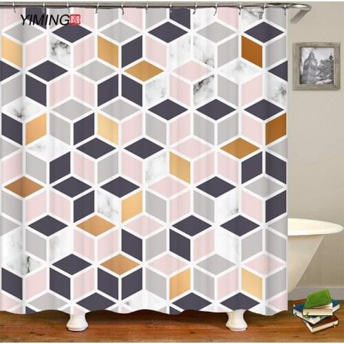 Black and white simple geometric marble printing bathroom shower curtain polyester waterproof home decoration curtain gift gift