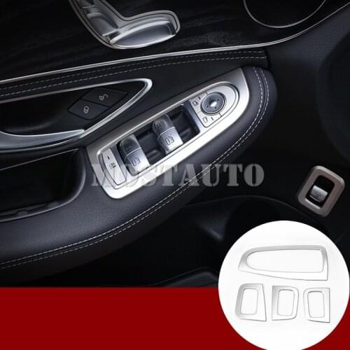 For Benz GLC X205 X253 Inner Door Armrest Window Switch Button Frame Cover 2015-2018 4pcs Car Accessories Interior Car Decor