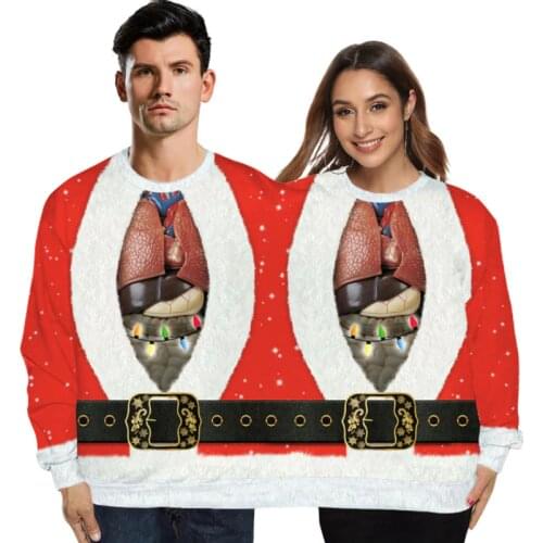 Double Christmas Sweater holiday spoof 3D digital printing couples two-piece Ugly Christmas Sweater Siamese Crew Autumn Winter