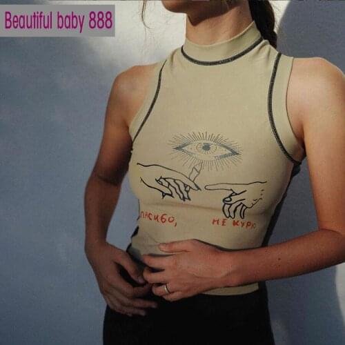 Meqeiss high quality graphic tees summer sleeveless slim tshirt cropctop female mujer harajuku street elastic short top clubwear