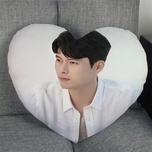 Hot Sale Actor Hyun-Bin Pillow Case Heart Shaped Zipper Pillow Cover Satin Soft No Fade Pillow Cases Home Textile Decorative