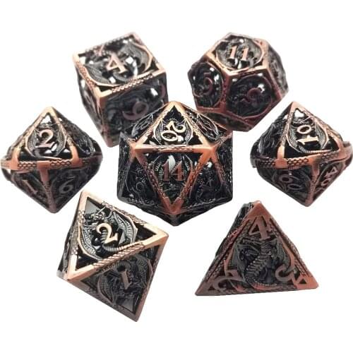 Hot Sale DND Dice Set Metal Hollow Dados Rol Polyhedral RPG Dice Playing Dobbelstenen Dobbel Game Dobbelspel kostki D20 Dice