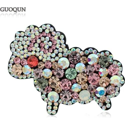 Hair Clip - Sheep Rhinestone Leather Hair Accessories Jewelry Ornament Barrette - Hair Pin for women Wedding Party Prom