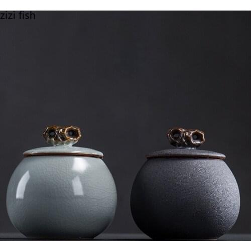 Creative Large Ceramic Storage Jar Moisture-proof Sealed Tea Canister Portable Candy Storage Box Kitchen Utensils Porcelain Gift
