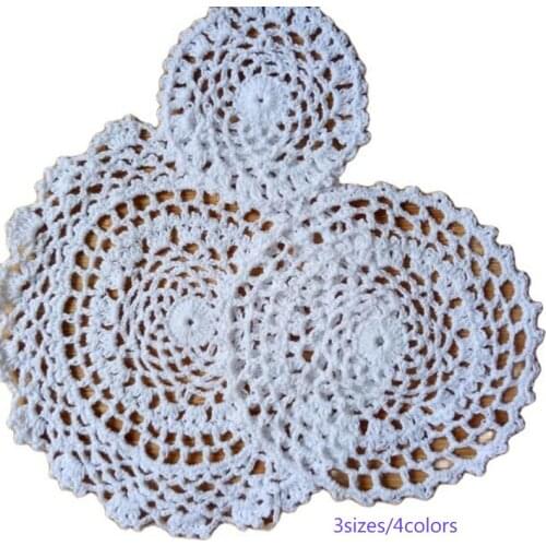 HOT Lace Round Crochet Table place Mat cloth cotton Placemat cup mug tea coffee coaster drink Pad doily dining Christmas kitchen
