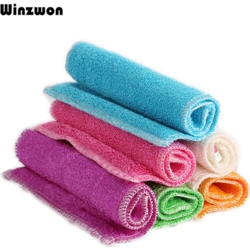 6Pcs/lot Bamboo Fiber Kitchen Towel Anti-grease Dish Plate Washing Cleaning Cloth Efficient Wiping Rags Kitchen Cleaning Tools