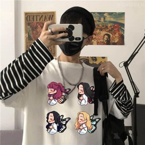 LOONA Kawaii Cartoon Beautiful Girls Kpop Long Sleeve T-shirt Harajuku Tops Stylish Kpop Casual Oversized Unisex Summer T Shirt