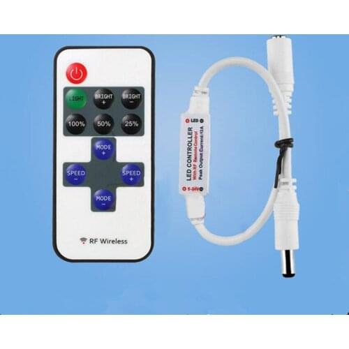 RF11 key mini LED controller Monochrome light strip wireless RF remote control dimmer DC female 5-24V PWM control technology