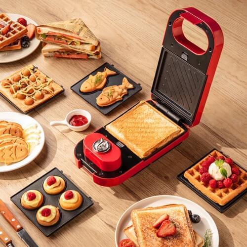 650W Sandwichera Electrica Multifunction Waffle Maker Bubble Egg Cake Toaster Automatic Breakfast Non-Stick Waffle Machine 220V