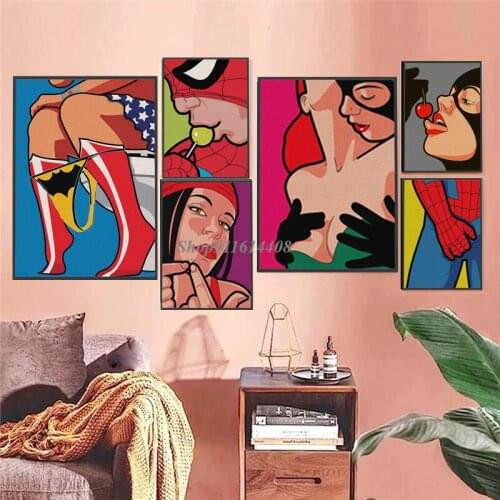 Nordic Art Wall Prints Canvas Paintings Funny Retro Posters Marvel Superheroes Spiderman Abstract Pictures for Living Room Decor