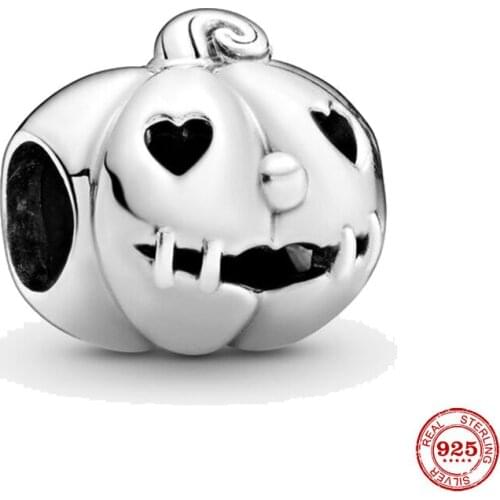 New 925 Sterling Silver Bead Pumpkin Halloween Charm DIY fine beads Fit Original Pandora Charms Bracelet Jewelry