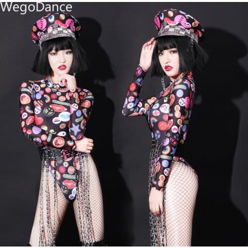 New Spandex Jumpsuit Nightclub Women Sexy Bodysuit For Bar DJ Costume Evening Party Singer Leading Dancer Stage Costume