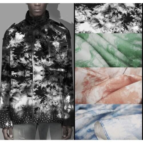 Cloud dye printing pattern/black and white ink denim handmade designer fabric