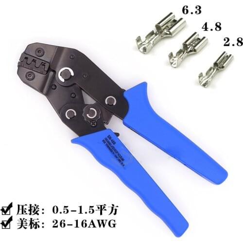 6.3/4.8/2.8 mm Crimping tool Spring pliers Ratchet terminal Insulated terminal clamp Pinch SN-48B LXA-02C tools hands