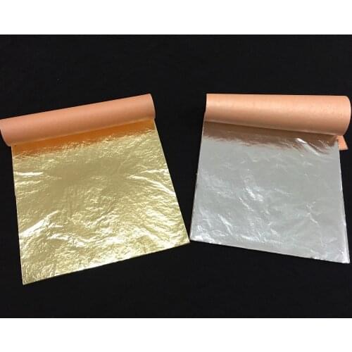 One booklet Imitation gold leaf and one booklet imitation silver leaf for Gilding furniture 14x14cm