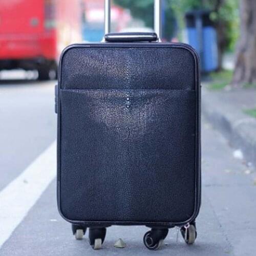 Ourui Pearl fish skin Pull rod box Genuine leather luggage 2018 In the summer The new men box luggage traveling case