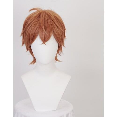 Given Sato Mafuyu Cosplay Wig Short Dark Orange Synthetic Hair Heat Resistant + Free Wig Cap