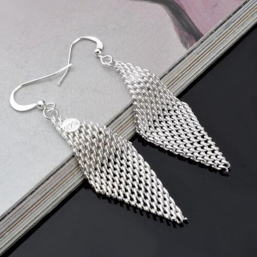 Pendientes Silver-plated-jewelry Mujer Earrings Brincos Plata Long Orecchini Oorbellen Women A1t3 Jewelry