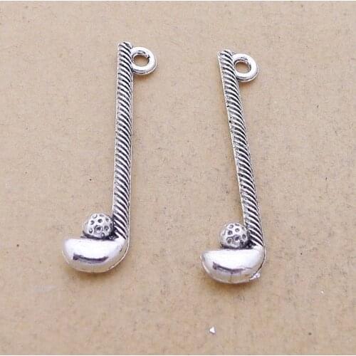 100pcs Golf Charms 32mm x 8mm DIY Jewelry Making Pendant antique silver color