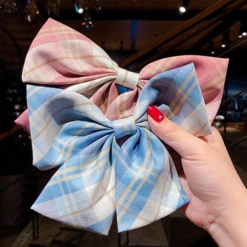Women Girls Elegant Sweet Plaid Bow Scrunchies Rubber Bands Hair Clips Female Lovely Soft Hair Bands Hairpins Hair Accessories