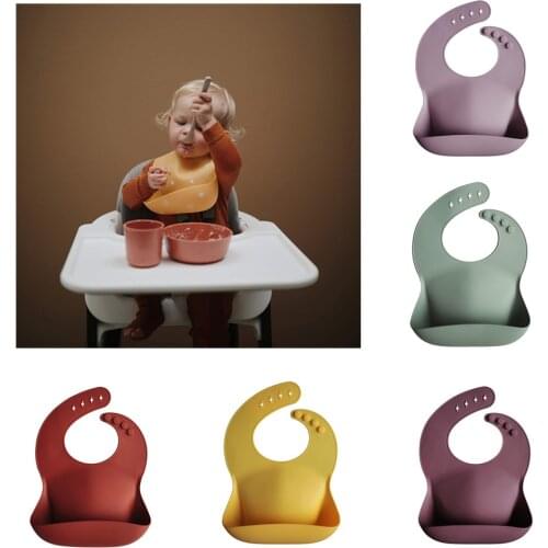 Silicon Baby Bibs Waterproof Infant Newborn Feeding Burp Cloth Drooling Scarf For Boy Girl Adjustable Different Color Of Bib