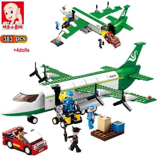 Sluban 383Pcs City Cargo Aircraft Plane Building Blocks Airport Airbus Airplane Aviation MOC Figures Bricks Toys for Children