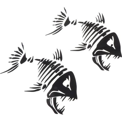 2Pcs Fish Teeth Mouth Stickers Skeleton Fish Stickers Fishing Boat Canoe Kayak Graphics Accessories Surfing and Boating
