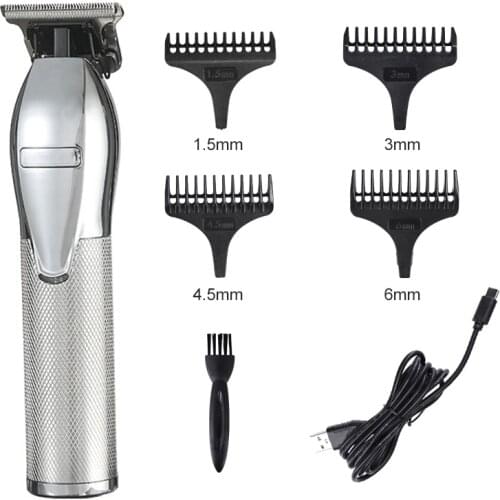 Gold Sliver Barbershop Shaving T-blade Trimming Outline Hair Clipper Trimmer Haircut Electric Rechargeable Barber Shaver for Men