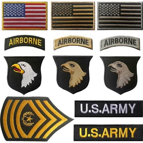 US 101 Airborne Eagle Armband Tactical Embroidery Velcro Patches US ARMY Hook Chapter Magic Paste Chest Epaulette Bag Sticker