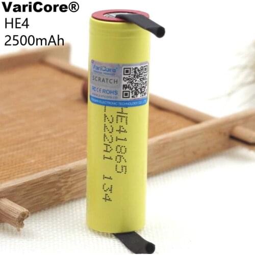 VariCore New Original HE4 18650 Rechargeable li-lon battery 3.6V 2500mAh 20A discharge batteries+ DIY Nickel sheet