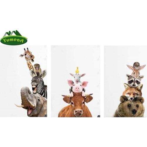 YUMEART Cute Bear Fox Raccoon Zebra Giraffe Diamond Embroidery Mosaic Square Diy Diamond Painting Cross Stitch Kids Room Decor