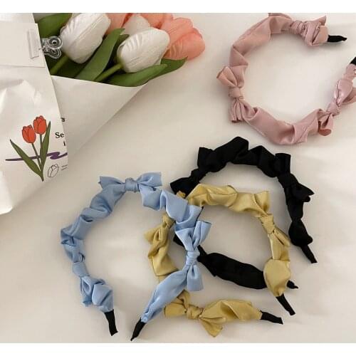 Ncmama 2021 Fashion New bow bezel Headwear Women Headband Girls Vintage Bow Hair Bands wide Hairband for hair Accessories