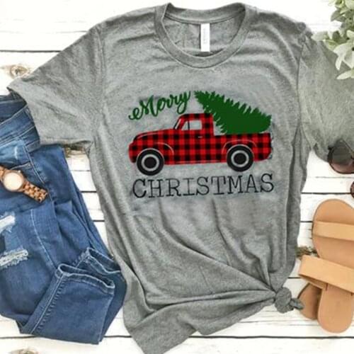 Hot Tee Plus Size Shirt Style Merry Christmas Tree Women Winter T-shirts Tee Womens Hot Clothes Female Tshirt Tops