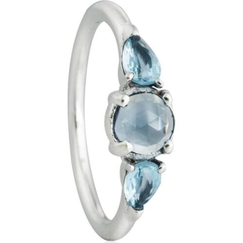 Christmas Patterns of Frost Rings 925 Sterling Silver Moonlight Blue & Sky-Blue Crystal Finger Rings For Women