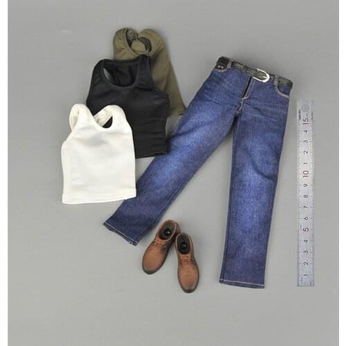 1/6 scale soldier sports vest jeans suit for muscle strength action figure body model