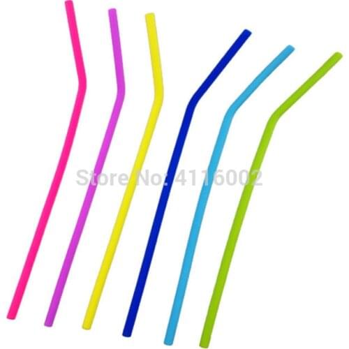 100pcs Drinking Straws Length 25.5cm Diameter 6.8mm Food Grade Silicone Straws Bent Reusable Washable